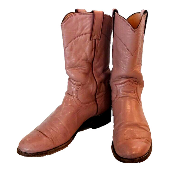 Justin Ropers Womens Sz 5 B Round Toe Pink Leather Western Cowboy Boots L3065 - Picture 2 of 9